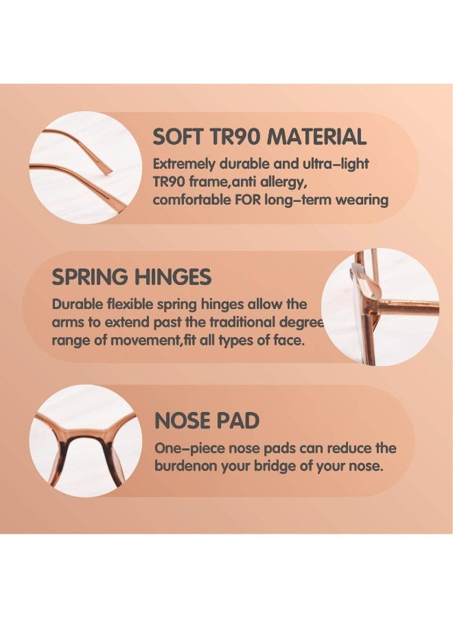 FONHCOO Blue Light Blocking Glasses Women Men Tr90 Round Computer Eyeglasses Coffee - Image 5